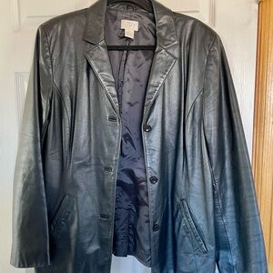LOFT Black Leather Blazer Jacket